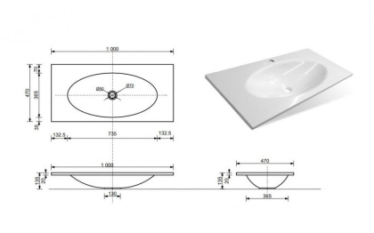Раковина "Malta luxe silk" 1000х470