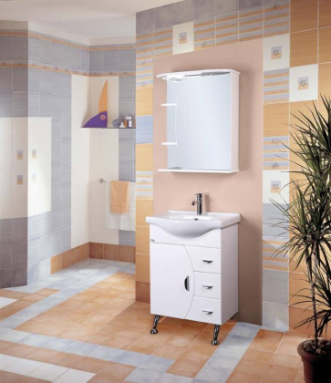 Шкаф-зеркало Onika Луна 60 белый, правый, с подсветкой