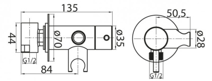 CZR-DA1-01 Смеситель для душа со штуцером с держателем, исполнение хром