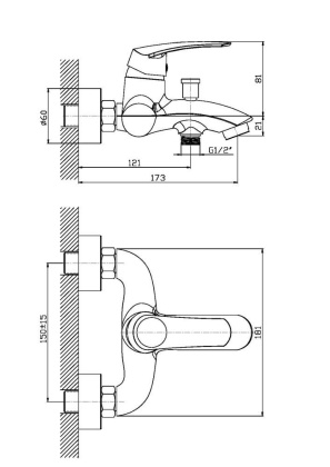 Смеситель для ванны/душа Orange Alfi M18-100cr