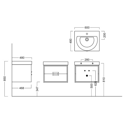 Тумба CANALETTO подвесная с ящиками 60, белая матовая CN.60\M Тумба CANALETTO подвесная с ящиками 60, белая матовая CN.60\M