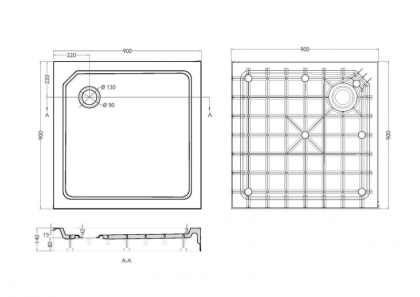 Поддон SMC CEZARES TRAY-SMC-A-90-550-150-W