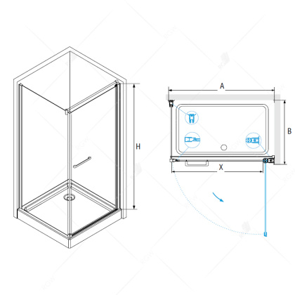 Душевой уголок RGW PA-48, 04084860-11, 60 х 100 x 185 см, дверь распашная, стекло прозрачное, хром, с полотенцедержателем