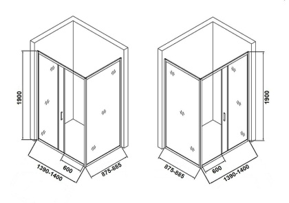 Душевой уголок Orange E23-14090TCR без поддона 140х90, стекло прозрачное Душевой уголок Orange E23-14090TCR без поддона 140х90, стекло прозрачное