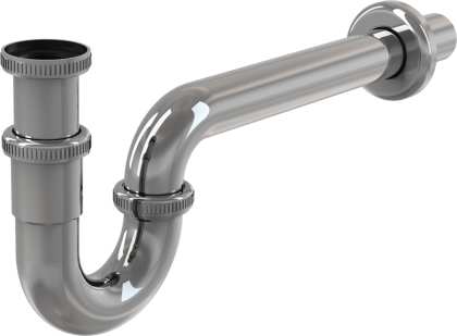 Сифон для умывальника DN32, U-форма с накидной гайкой 5/4", металл