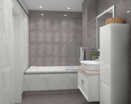 Плитка настенная 6342 Гран Пале серый (25см*40см*6,9мм) (11шт/1,1м2) , м2