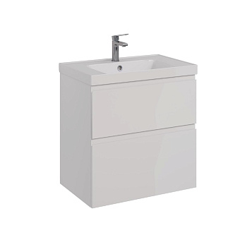 Тумба Lemark VEON 60см под 1 раковину, подвесная/напольная, 2 ящика, цвет корпуса, фасада: Белый глянец