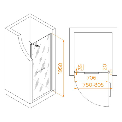 Душевая дверь RGW PA-103, RGW 020810308-11