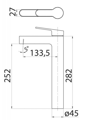 DELTA Смеситель для накладных раковин без донного клапана, нержавеющая сталь, исполнение сатин DEL-LMC-IN DELTA Смеситель для накладных раковин без донного клапана, нержавеющая сталь, исполнение сатин DEL-LMC-IN