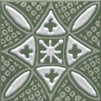 Декор Бахия 2 зелёный глянцевый 9,8x9,8x0,7