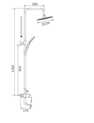 Душевая система Shevanik, латунь S9836H черный