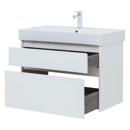 Тумба под раковину Aquanet Nova Lite 85 белый глянец, 2 ящика