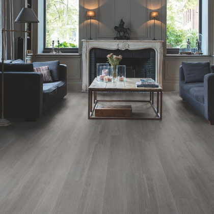 Виниловый ламинат Quick-Step Дуб шёлковый тёмно-серый BAGP40060 (15шт/3.655м2) 1256*194*2,5, м2