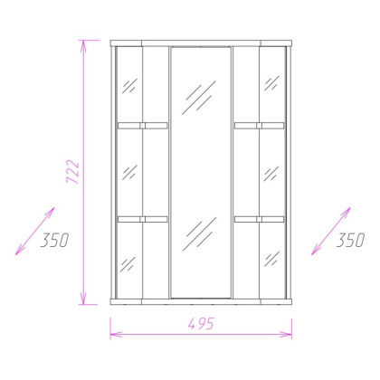 Шкаф-зеркало Onika Кредо 35 белый, универсальный, угловой