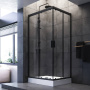 W90G-404-100280-BT Gem душ.ограждение 100х80 прям.,стекло прозрачное, профиль Черный мат.,без поддон