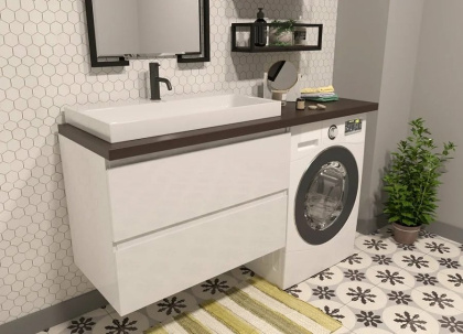 Комплект мебели Malibu Luxe 1550х500 левосторонний подвесной 2 ящика (ШхГхВ) 898х476х607 (без столешницы)