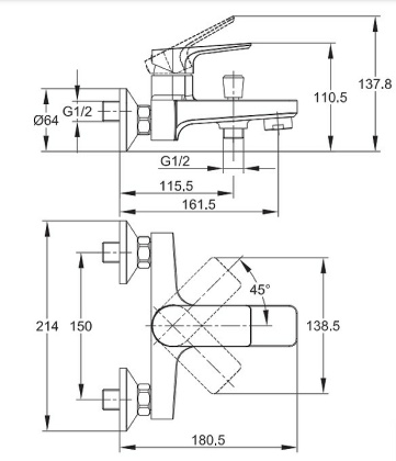 Смеситель для ванны NATURE однорычажный