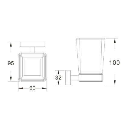 Стакан керамический с держателем, SG5612 Shevanik, Хром