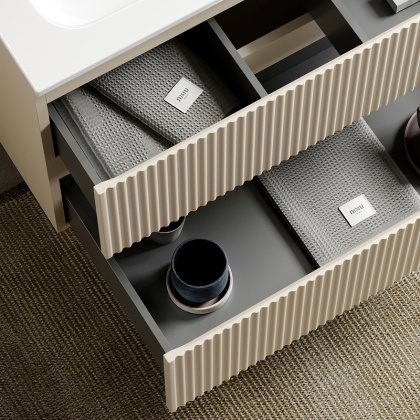 Тумба подвесная SANCOS Snob R 1195х445х500, c двумя ящиками оснащенными доводчиками, Beige Soft, арт.SNR120CE