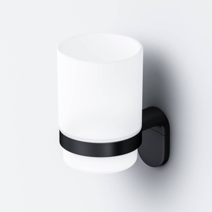 Стеклянный стакан A8434322 X-Joy с настенным держателем, 11,4х6,8х9,7 см, белый