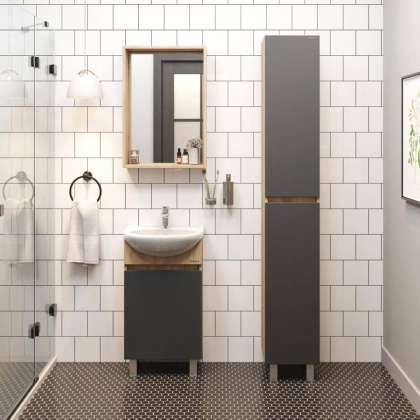 Тумба Onika Милтон 45 напольная, серая/дуб сонома (ум.Уют 45)