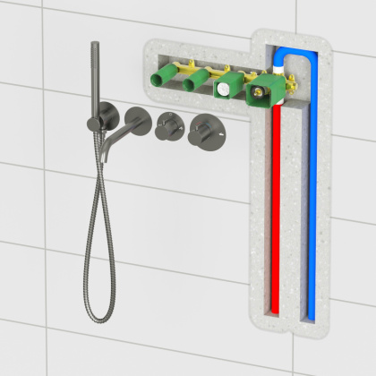 Смеситель встроенный для ванны с душем с термостатотом Timo Saona 2324/18YSM черное золото