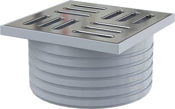 Горло сливного трапа, решетка 105x105 мм нержавеющая сталь