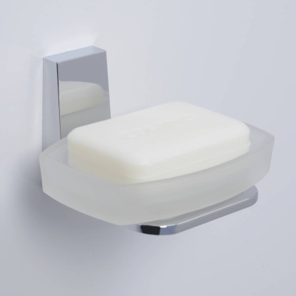 Мыльница Lopau, 11х7х10,5 см, хром и белый, K-6029