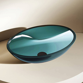 Раковина накладная прозрачная ABBER Kristall AT2802Aquamarin бирюзовая Раковина накладная прозрачная ABBER Kristall AT2802Aquamarin бирюзовая