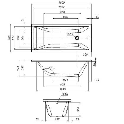 W93A-150-070W-P Gem, панель фронтальная 150x70