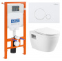 Комплект 3 в 1 Унитаз подвесной с сиденьем BelBagno LOTO BB070CHR/SC + Система инсталляции для унитазов BelBagno BB002-80  с кнопкой смыва BB005-PR-CH