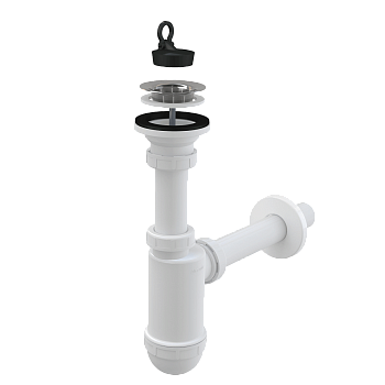 Сифон для умывальника DN32 с нержавеющей peшeткой DN63