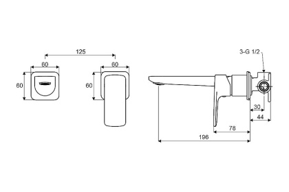 Смеситель для умывальника скрытого монтажа EXCELLENT Keria AREX.2014CR (хром)