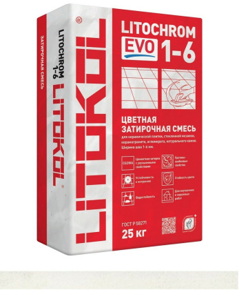 Затирка цементная LITOCHROM 1-6 EVO LE.200 белый 25кг