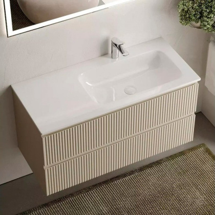 Тумба подвесная SANCOS Snob R правая 995х445х500, c двумя ящиками оснащенными доводчиками, Beige Soft , арт.SNR100RCE