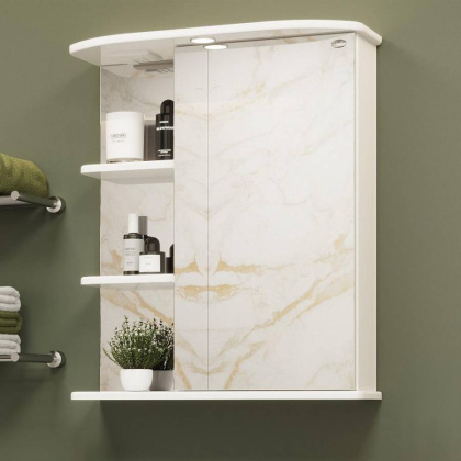 Шкаф-зеркало Onika Карина 60 белый, правый, с подсветкой