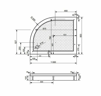 Экран для поддона Эстет Омега L 100x80, шт