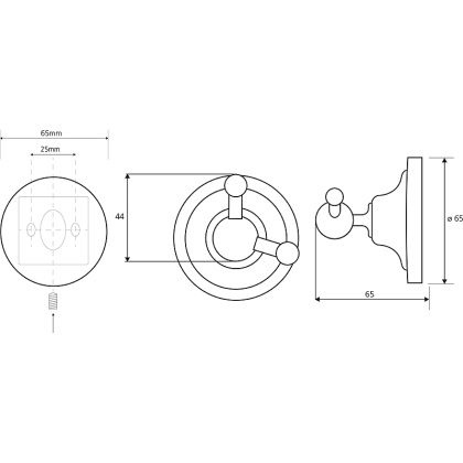 Двойной крючок Bemeta Retro Gold and Сhrom 144206038 Золото Хром