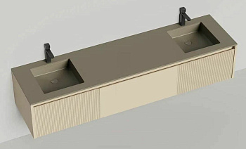 Подвесная тумба Domino 2000, эмаль, для двух встраиваемых раковин, с фрезеровкой