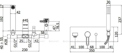 Смеситель для ванны с душем Paffoni Ringo RIN001CR (с внутренней частью)