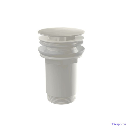 Донный клапан сифона для умывальника 5/4", цельнометаллический, с большой заглушкой, для умывальников без перелива, белый-глянец