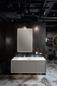 MINIMAL Тумба 120см цвет DELMAR фасад рифленый (2 ящика) с инт. подсветкой 898-120-D Boheme