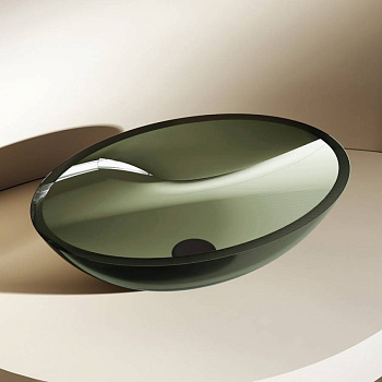 Раковина накладная прозрачная ABBER Kristall AT2802Vesuvian оливковая Раковина накладная прозрачная ABBER Kristall AT2802Vesuvian оливковая