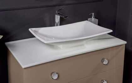 Столешница Solid Glass белая прямая 81*46см