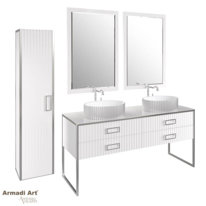 Пенал MONACO белый глянец + хром без ножек 868-WCR Boheme