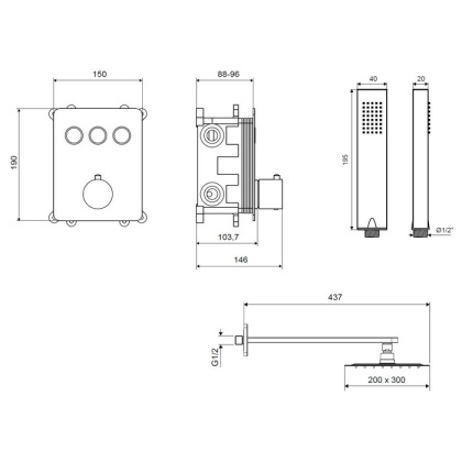 Термостатическая душевая система скрытого монтажа EXCELLENT Krotos AREX.SET.8046BL (черный мат) Термостатическая душевая система скрытого монтажа EXCELLENT Krotos AREX.SET.8046BL (черный мат)