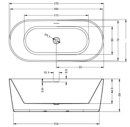 Акриловая ванна Riho Modesty 170 velvet - CHROMSPARKLE SYSTEM Акриловая ванна Riho Modesty 170 velvet - CHROMSPARKLE SYSTEM