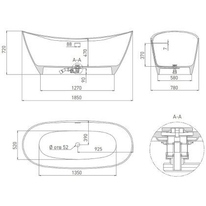 Ванна из искусственного камняNOEMI 185,101811SM Ванна из искусственного камняNOEMI 185,101811SM