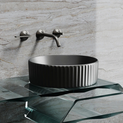 Умывальник чаша накладная круглая (цвет Темный Антрацит Матовый) Element 360*360*115мм