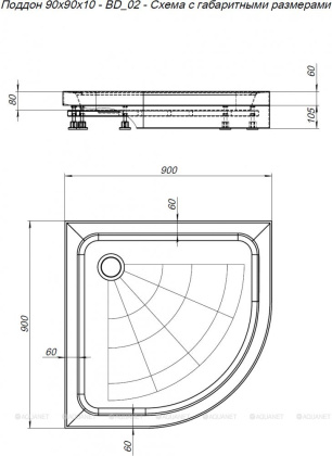 Душевой поддон Aquanet Blur BD-02 90x90